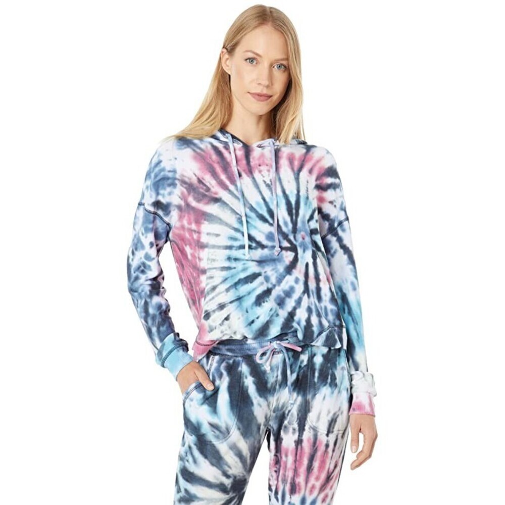 Chaser Shirttail Hoodie Women S Multi Recycled Cozy Knit Tie Dye Stretch RED945
